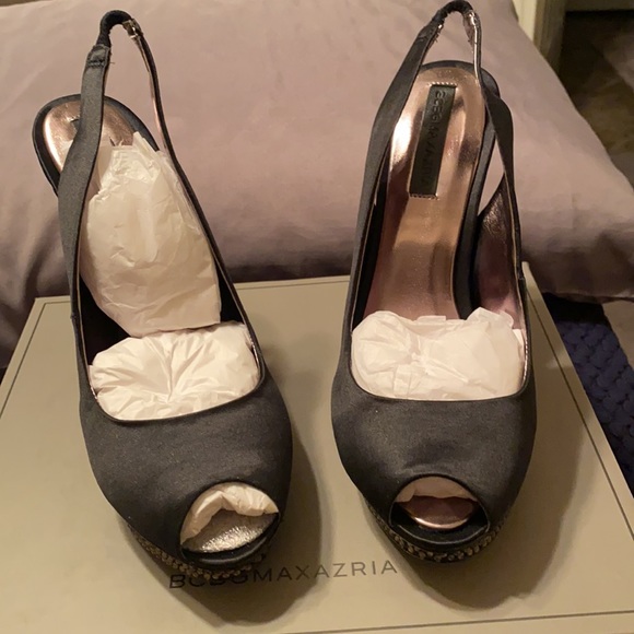 Black satin heels with platform! Never been worn😊 - Picture 3 of 7